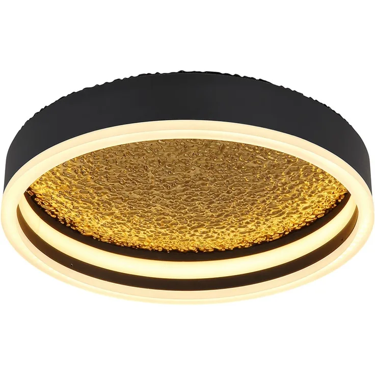 LED Deckenleuchte, Metall, Gold, Schwarz-matt, D 30 cm