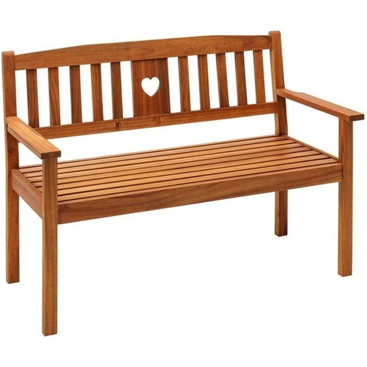 Dehner Gartenbank Gartenbank Heart, 2- oder 3-Sitzer, Farbe braun, Gartenbank aus FSC®-zertifiziertem Akazienholz mit Landhaus-Charme – Bild 4