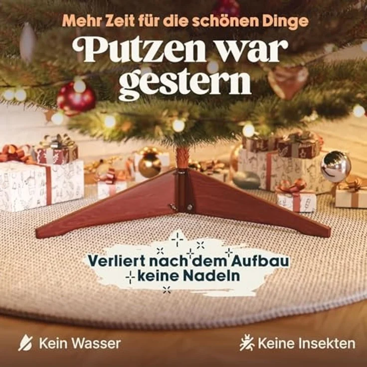Premium Weihnachtsbaum künstlich 120cm -TESTSIEGER - Naturgetreu, dichte Zweige, Künstlicher Weihnachtsbaum mit Holzständer und Aufbewahrungstasche – Tannenbaum künstlich von Pure Living – Bild 4