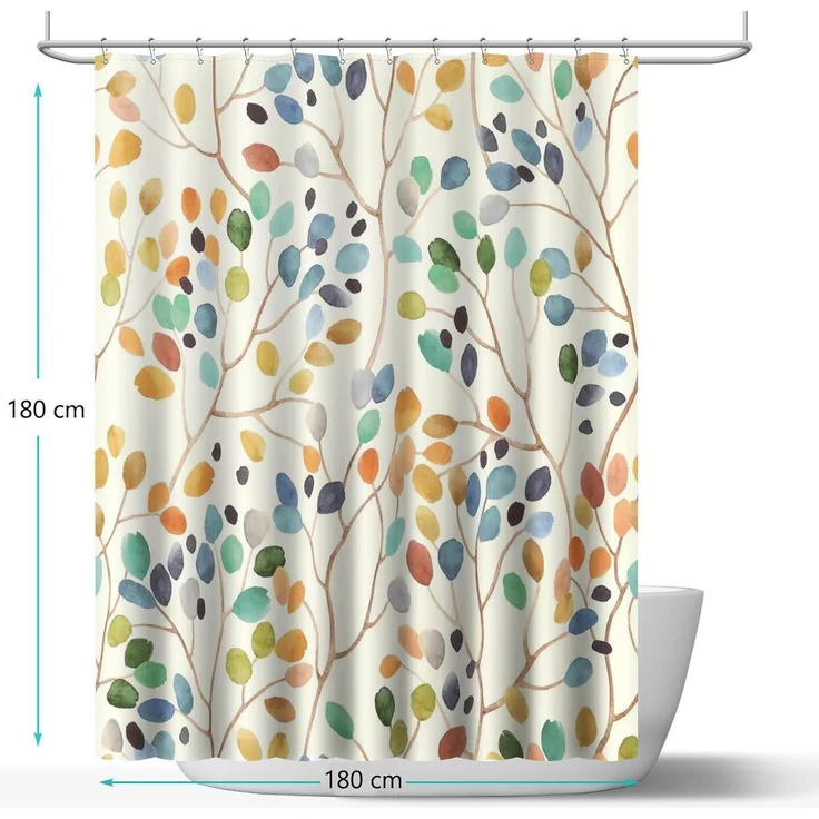 Duschvorhang Blumenmuster Badezimmer Dekoration Set - 180cm x 180cm – Bild 7