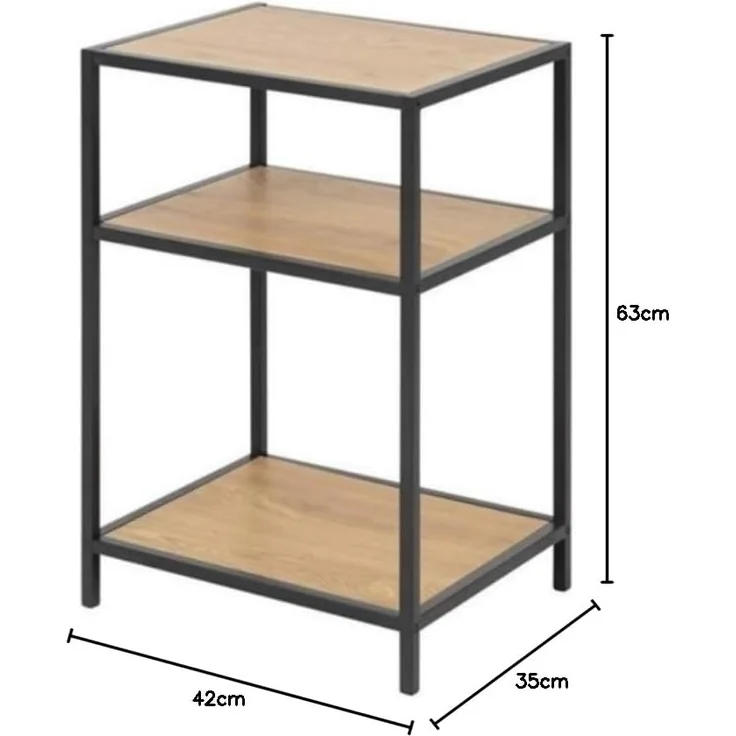 Selsey Seaford - Standregal/Beistellregal - Schwarz/Eiche - Industrial-Style - 63 cm hoch – Bild 2