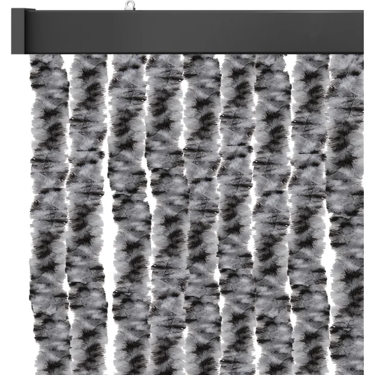 Flauschvorhang 100x200cm ( Meliert Schwarz/Grau/Weiß ), perfekter Insekten- und Sichtschutz für Ihre Balkon- und Terrassentür, viele Farben – Bild 1
