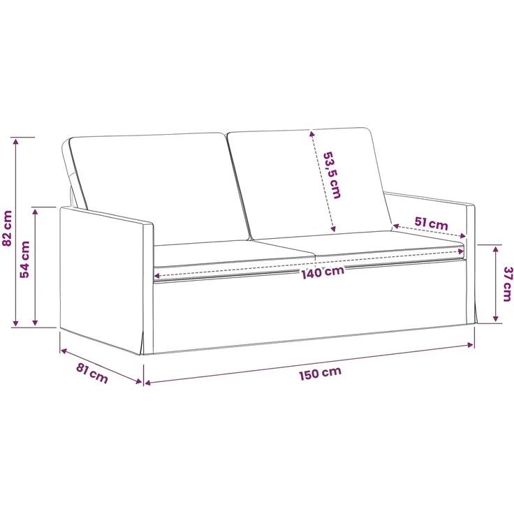 vidaXL 2-Sitzer Sofa Wolkengrau 150 x 81 x 82 cm Stoff 42041086 – Bild 8
