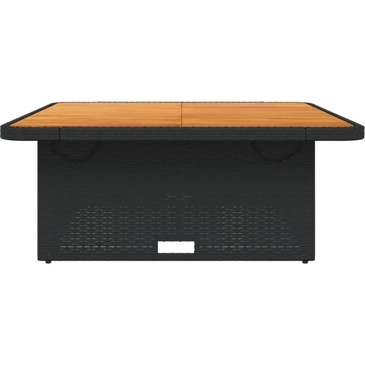 Gartentisch, Beistelltisch, Balkontisch Schwarz 110x110x71 cm Poly Rattan und Akazienholz – Bild 5