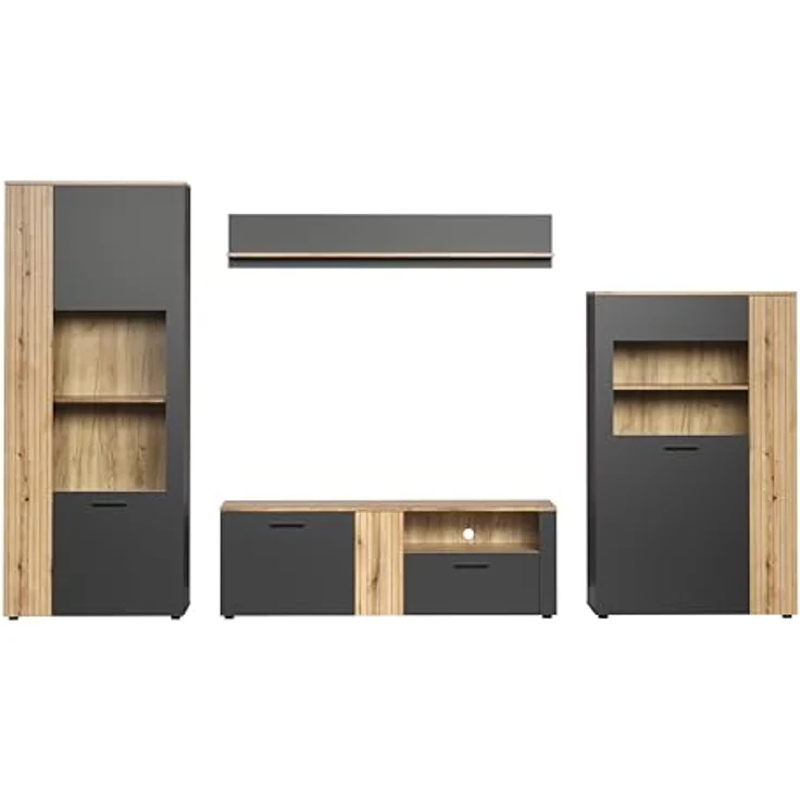 Wohnwand Esteban in grau und Eiche Evoke 340 cm – Bild 4