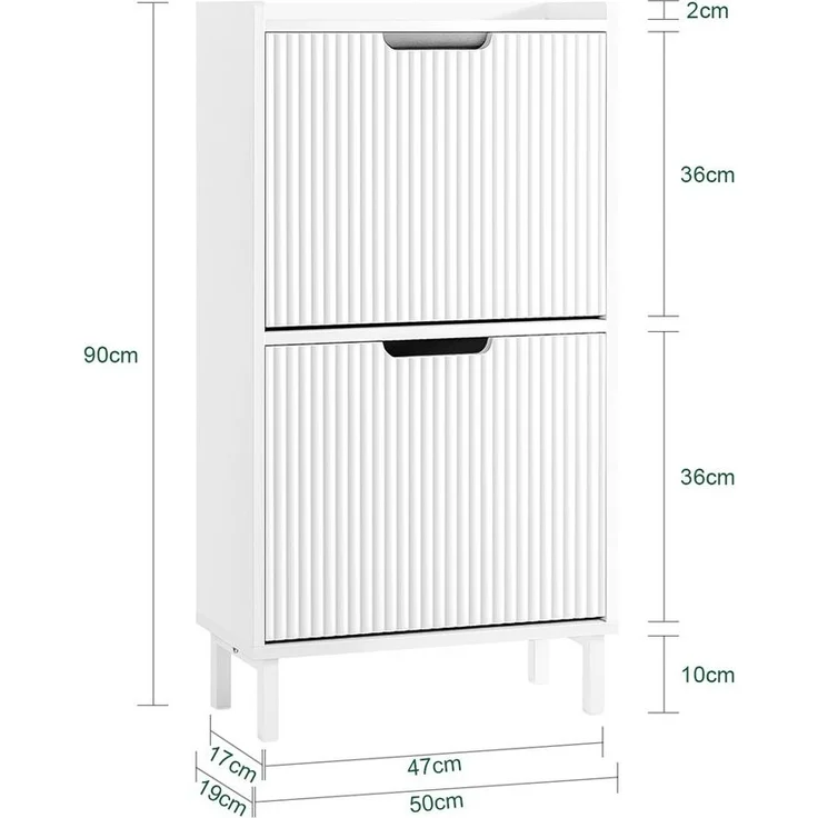 SoBuy FSR177-W Schuhschrank, MDF, Lackiert, Weiß, 50 x 90 x 19 cm – Bild 3