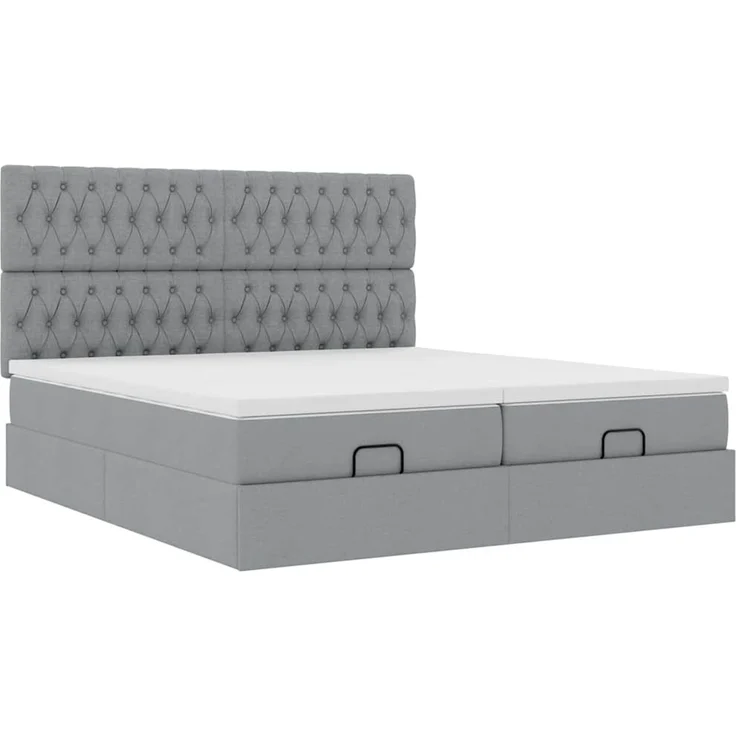 vidaXL Ottoman-Bett mit Matratzen Hellgrau 180x200 cm Stoff 3313713 – Bild 4