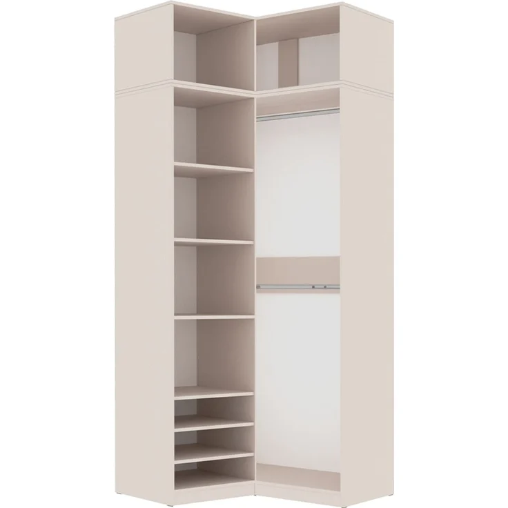 Marmex Möbel Tres Set-N/N hoher Schrank ohne Türen, Einbauschranksystem, Ankleidezimmer Möbel mit Regalen und Kleiderstangen, laminierte Spanplatte, graubeige cashmere 150x246x51 cm – Bild 7
