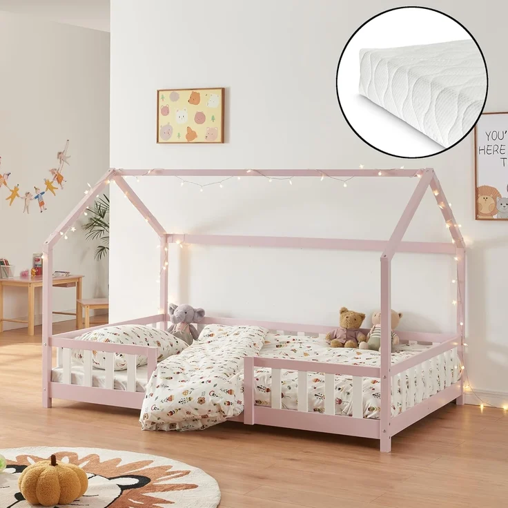 Kinderbett Sisimiut mit Matratze 120x200 cm Rosa / Weiß [en. casa] – Bild 4