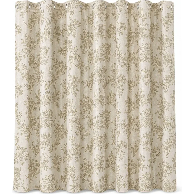 Duschvorhang mit floralem Digitaldruck, wasserfest und schimmelresistent, Beige, 165x180 cm