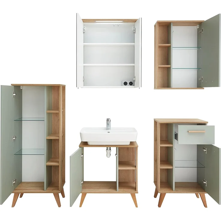 Pelipal Badmöbel-Set 5-teilig Quickset 963 mit Waschbeckenunterschrank und Spiegelschrank (LED) | Hochwertige Badezimmermöbel vom Markenhersteller – Bild 3
