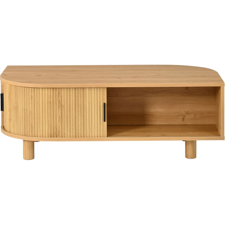 Couchtisch B 100 x T 50 x H 35 cm mit 2 Rolltüren und Stauraum, MDF und Spanplatte – Bild 8