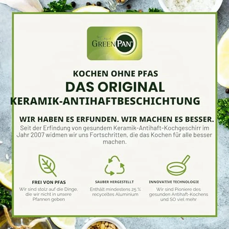 GREENPAN Torino Bratpfanne schwarz, kratzfest, spülmaschinengeeignet, Aluminium, PFAS-freie Keramikbeschichtung, alle Herdarten – Bild 4