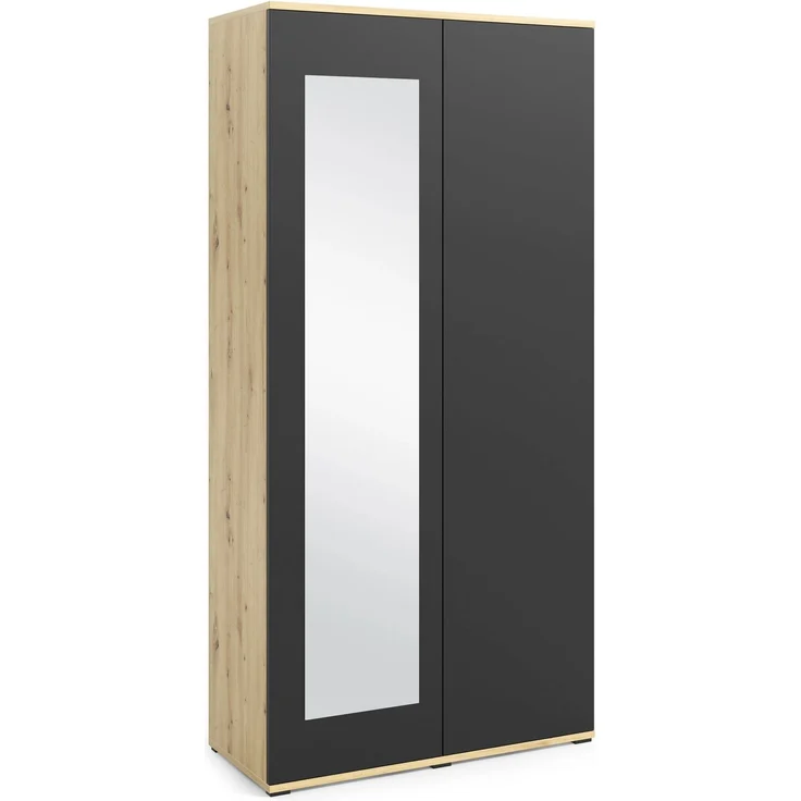 Jerpax Garderoben-Set CLEO, Moderner Kleiderschrank mit Polsterplatten und Schuhschrank – Ideal für Flur und Eingangsbereich (Artisan/Schwarz, Trinity 16), 185 x 40 x 190 cm – Bild 2