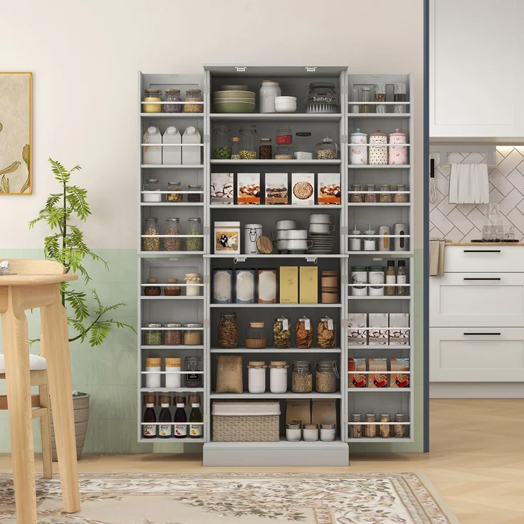 MELAYR, Moderner Küchenbuffet-Schrank 60 x 35 x 166 cm Grau – Bild 3