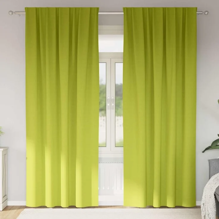 vidaXL Verdunkelungs-Vorhänge mit Ringen 2 stk. Grün 225 x 140 cm 4107500 – Bild 1