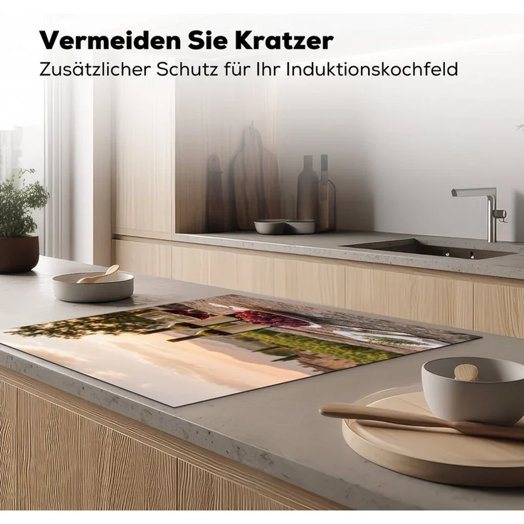MuchoWow Herd-Abdeckplatte Wein - Gläser - Trauben - Weinberg, Vinyl, (1 tlg), Küche Herdabdeckung Ceranfeld Induktionsfeld Vinyl, 60x60 cm – Bild 3