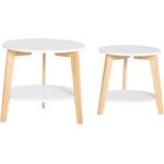 SoBuy Tisch Set mit runden Ablagen weiß natur