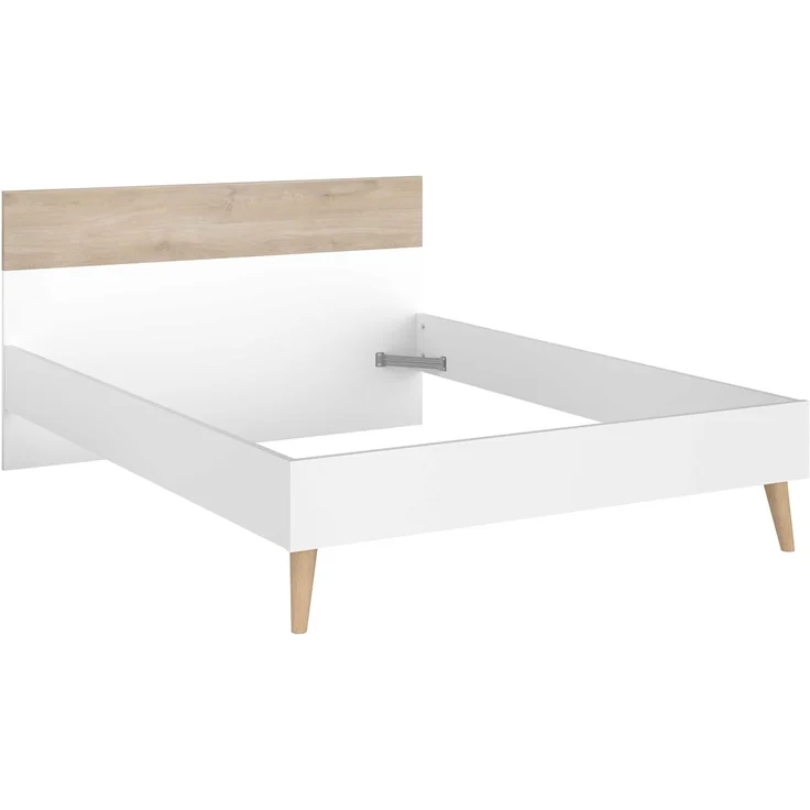 Bett für Erwachsene – Aalborg – 160 x 200 cm – Weiß/Eiche PARISOT – Bild 1