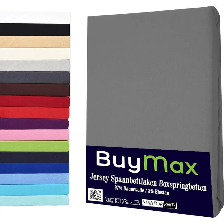 Buymax® Wasserbett Spannbettlaken Stretch 180x200-200x220 cm für Wasserbetten und Boxspringbetten Bettbezug für Matratzen bis 35 cm Matratzenhöhe, Anthrazit-Grau