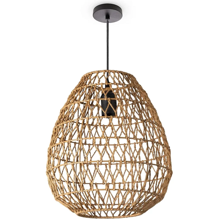 Paco Home Pendelleuchte KAGEEG, ohne Leuchtmittel, Korb Hängeleuchte Rattan Optik Boho Esszimmerlampe E27 Skandi – Bild 1
