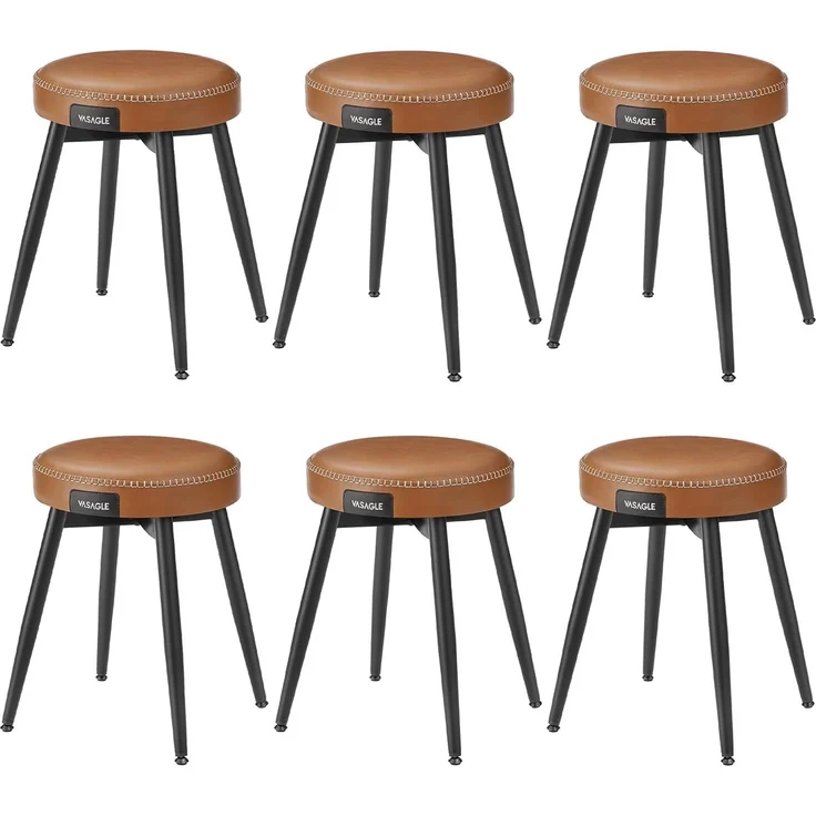 Vasagle Esszimmerstühle (6 St), Sitzhocker, EKHO Series, Kunstleder, 48,2 cm hoch, karamellbraun – Bild 1