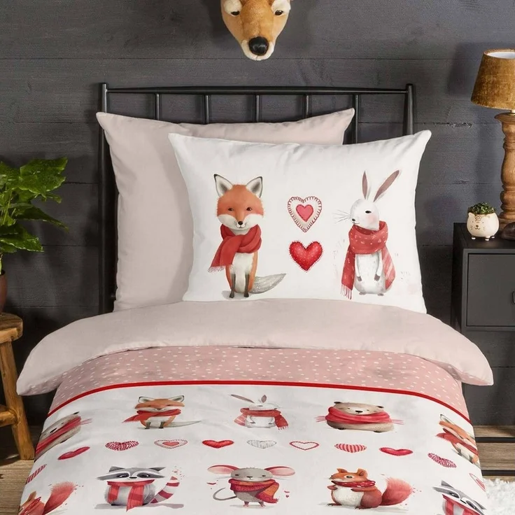 TRAUMSCHLAF Bettwäsche Fuchs Hase, Flanell, 2 teilig, besonders weich und warm – Bild 2