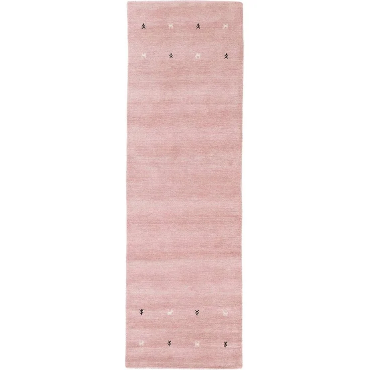 carpetfine 'Gabbeh Uni' Wollteppich, reine Wolle, Rosa, 60x180 cm – Bild 1