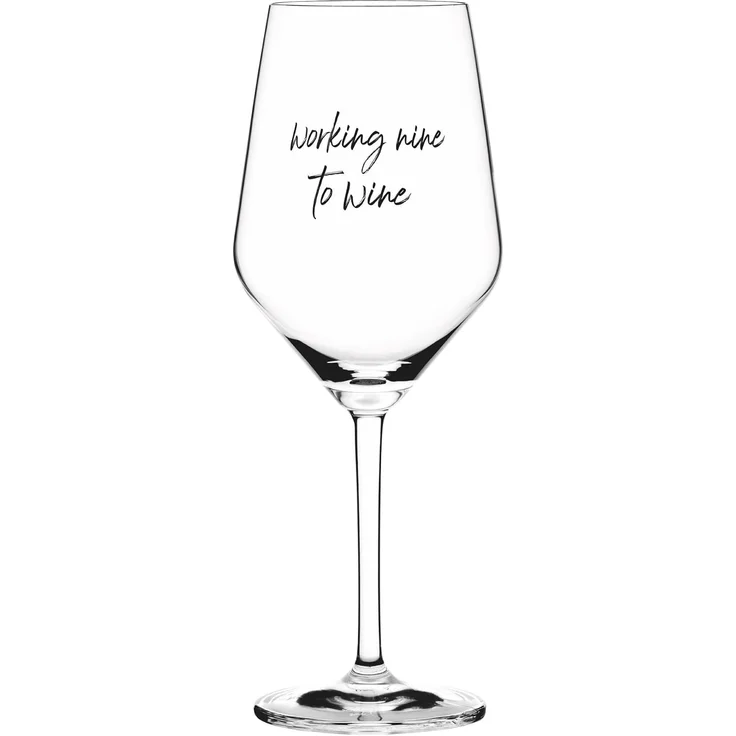 Sand & Soda 9500003 Modernes Weinglas mit trendigem Spruch working nine to wine Geschenkbox – Made in Germany – Bild 1