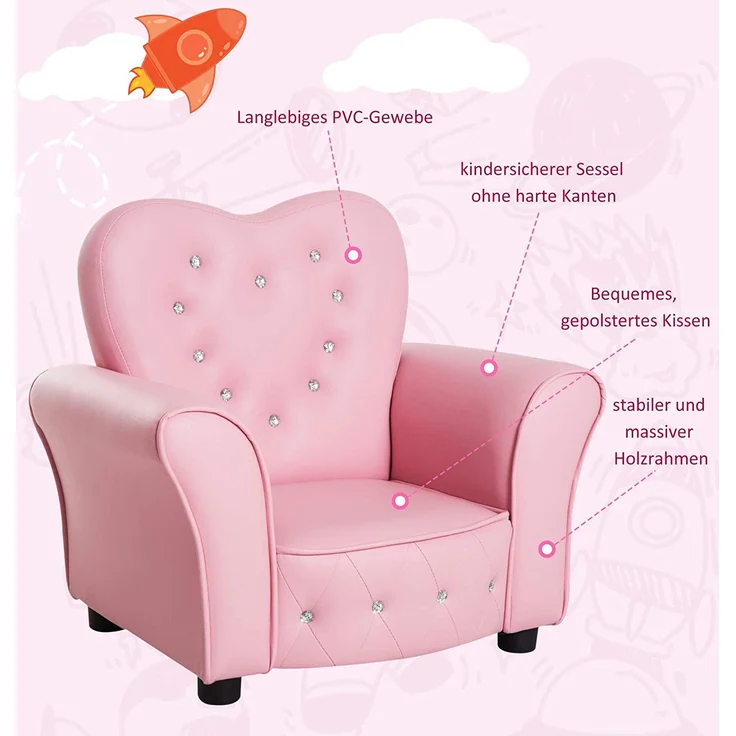 HOMCOM Sessel Kindersessel Prinzessin – Bild 6