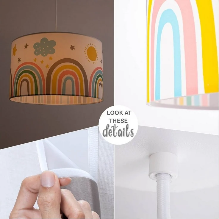 Paco Home Pendelleuchte Tweet 462, ohne Leuchtmittel, Lampe Kinderzimmer Deckenlampe Regenbogen Sonne Wolken Sterne E27 – Bild 2