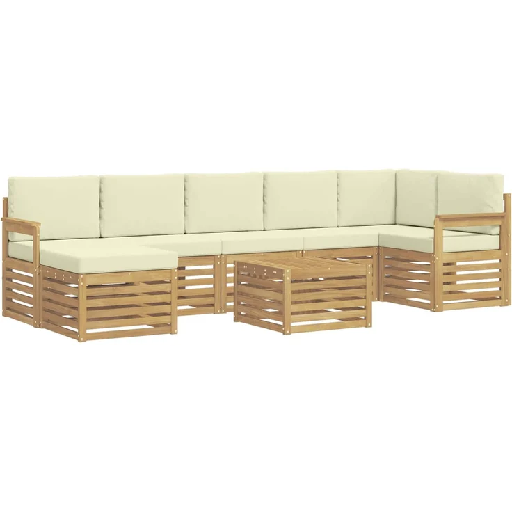 vidaXL Outdoor-Sofagarnitur 8 stk. 8-Sitzer Weiß und Creme Polyester 3392220 – Bild 2