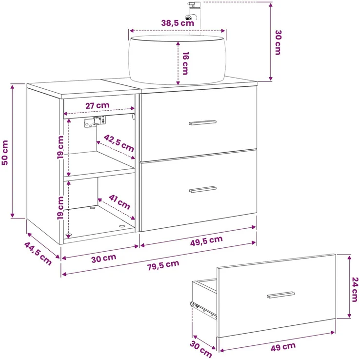 vidaXL Wandmontiertes Badezimmermöbel-Set 2 stk. Grau Sonoma 3403925 – Bild 11