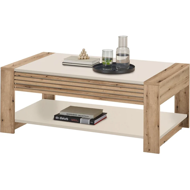 Couchtisch >Felipe< Schublade, Artisan Eiche Dekor, kaschmir - 108x42x60cm (BxHxT) – Bild 1