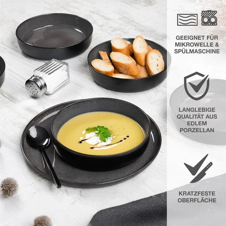 Moritz & Moritz VIDA 24tlg Geschirrset Anthrazit – Bild 5