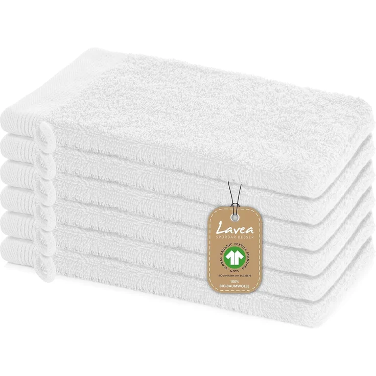 Lavea Waschhandschuh Bali, 16x22cm aus 100% Bio-Baumwolle, einzigartig weiche Waschhandschuhe mit Aufhänger (Set, 6-St), hochwertige und nachhaltige Premium Waschlappen - schonende Reinigung – Bild 1