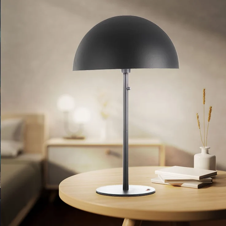 LED Retro Tischleuchte, Pilzdesign Metall grau, H 73 cm – Bild 6