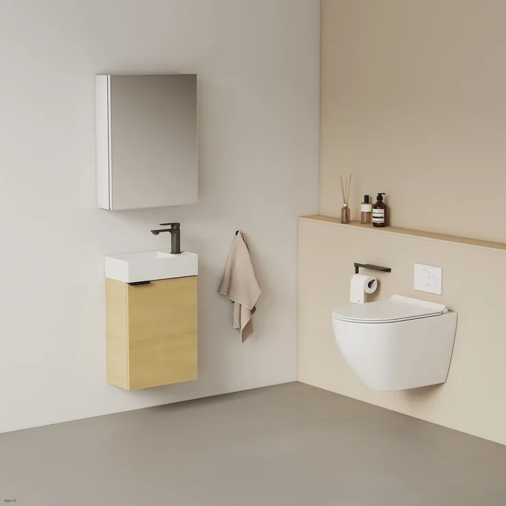 EMKE Spiegelschrank 50 x 65 x 14,5 cm – 1 Spiegeltür mit integriertem Stauraum, verstellbare Ablagen, mattweiß
