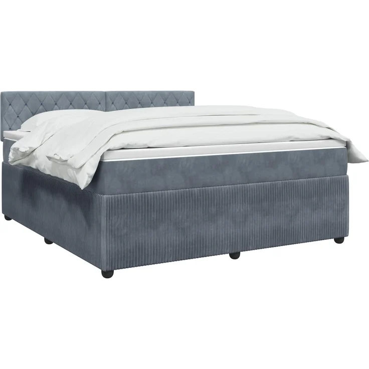 vidaXL Boxspringbett mit Matratze Dunkelgrau 140 x 200 cm Samt 3451686 – Bild 3