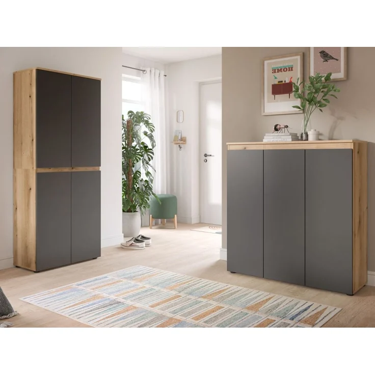 Mehrzweckschrank Assino in grau und Eiche 70x175 cm – Bild 6