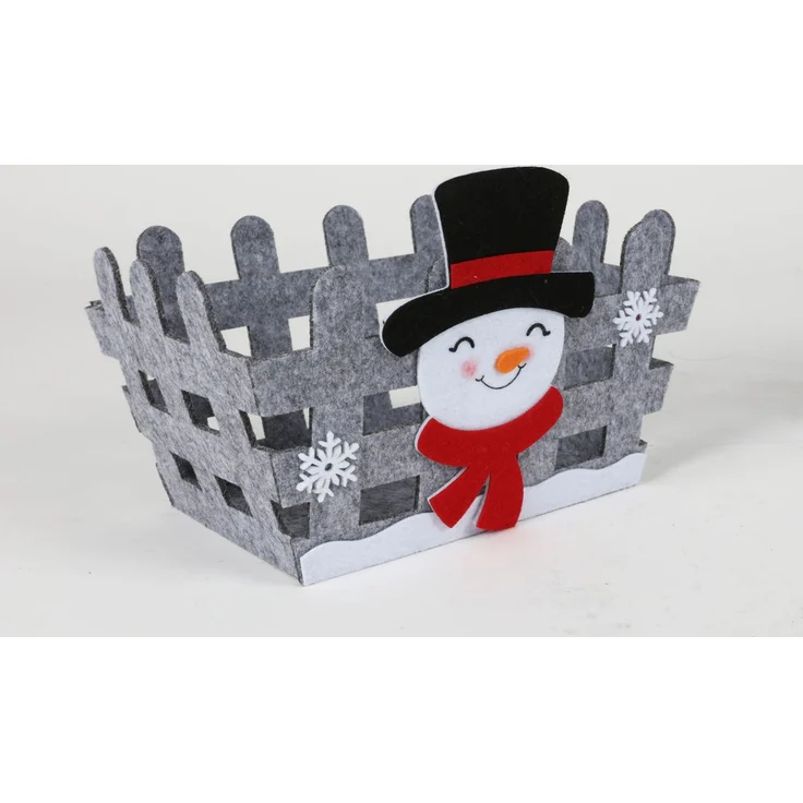 Weihnachtsdeko Filz-Körbchen grau 23x16x13 cm mit Nikolaus-Motiv – dekoratives Geschenkkörbchen für Advent & Weihnachten – Bild 4