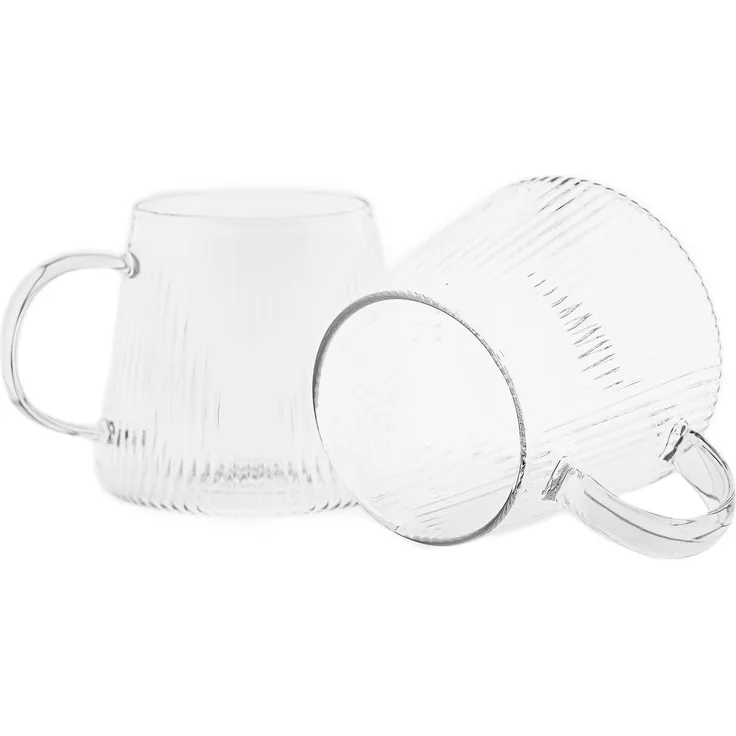 4-teiliges Gläser Set mit Henkel, 280 ml mit Rillenstruktur