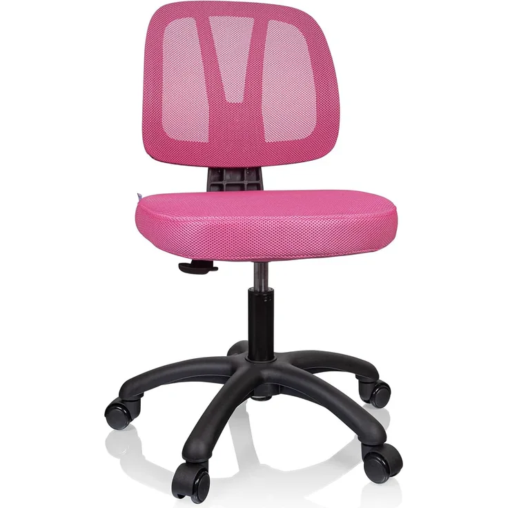 hjh OFFICE 736421 Kinder Schreibtischstuhl Kid YU 200 Netz Drehstuhl mit atmungsaktiver Rückenlehne, Rosa