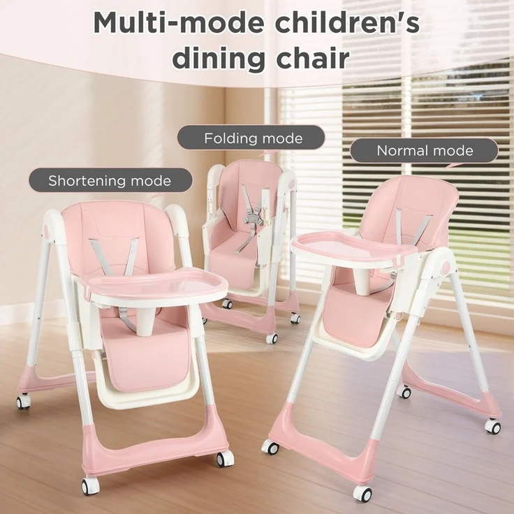 oyajia Kinderstuhl Stuhl Baby Kinderstuhl Klappbar kinderstuhl Mitwachsend Stuhl (Verstellbare Kinderstuhl wächst mit Ihrem Kind von 6 Monaten bis 3 Jahren), Babystuhl mit Tablett und 5-Punkt-Gurt, Einfach zu Reinigen – Bild 2