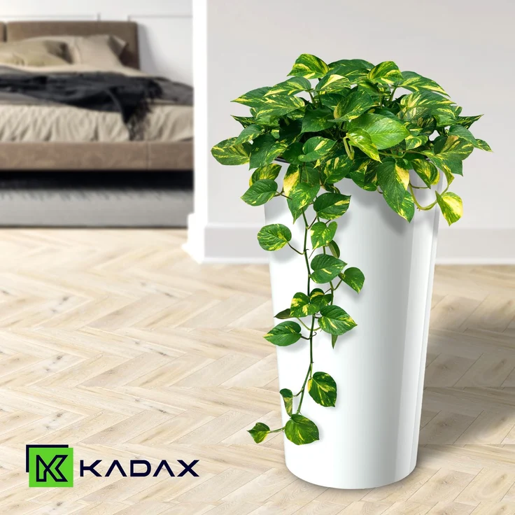 KADAX Blumentopf Blumentopf 36cm Abdeckung mit Einsatz Blumenständer Kunststoff weiß – Bild 8