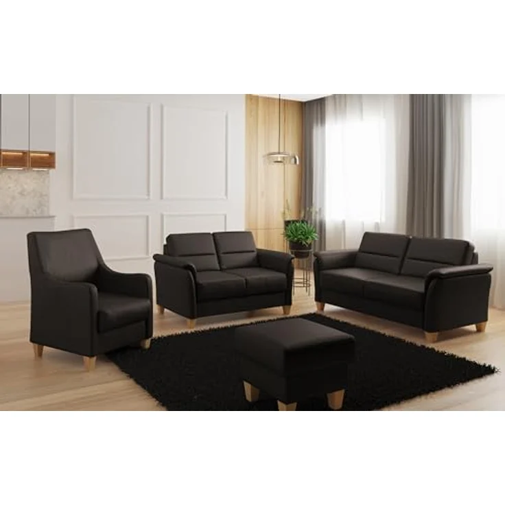 CAVADORE Leder 2er-Sofa Palera / Landhaus-Couch mit Federkern + massiven Holzfüßen / 149 x 89 x 89 / Leder Dunkelbraun – Bild 2