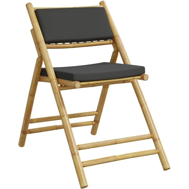 vidaXL Bistrostühle 2 Stk. Klappbar mit Dunkelgrauen Kissen Bambus 365873 – Bild 7