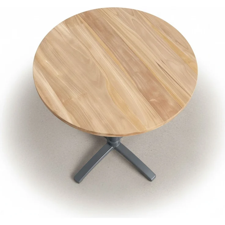 Teakholz Tisch mit Alu Tischgestell, Indoor, klappbar, Rund 70cm, handgefertigt – Bild 2