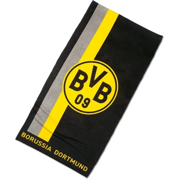 BVB Duschtuch BVB-Duschtuch mit Logo im Streifenmuster, Baumwolle (Set, 1-St), Streifenmuster