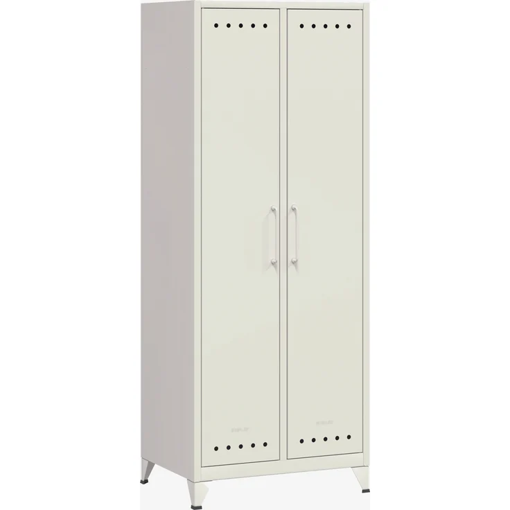 Bisley Fern Maxi Kleiderschrank, mit Kleiderstange und einem festen Fachboden, aus hochwertigem, nachhaltigem Stahl hergestellt, 16 mm große Design Lüftungslöcher auf allen Türen, moderner und industrieller Flair, mit integrierten Füßen, H 1800 x B 700... – Bild 2